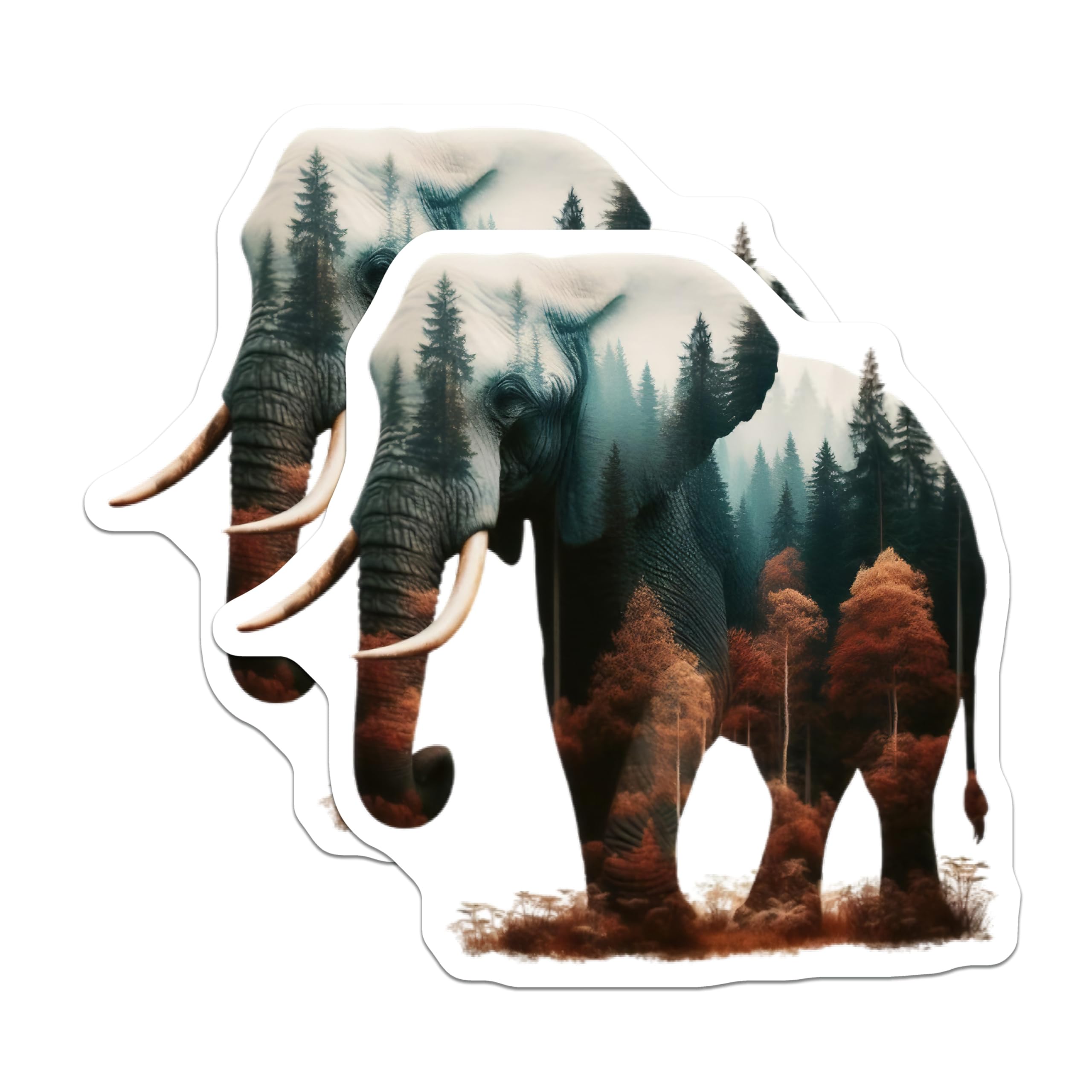 (2 Pack) Elephant Nature Magnets - Forest Animal Fridge - Artistic Home Decors - 5" On Longest Side - Premium Magnet - for Cars, Refrigerators, Toolboxes, Lockers - Made in USA - MAG14811