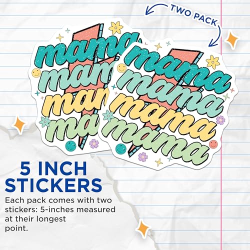 (2 Pack) Mama Stickers - Cute Mama Quote - 5" On Longest Side - Sticks to Smooth Flat Surfaces - Made in USA - BMCS8960 - BMCS8960