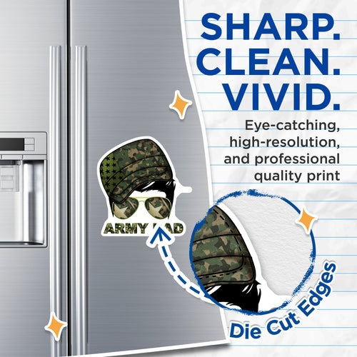 (2 Pack) Army Dad Magnets - Military Appreciation - Patriotic Refrigerator Decor - 5 Inches On Longest Side - Thick Durable Magnet - Made in USA - MAG36996