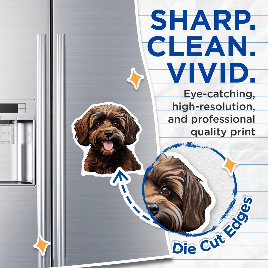 (2 Pack) Cockapoo Dog Magnets - Cute Brown Dog Art - Pet Lover Refrigerator Decor - 5 Inches On Longest Side - Thick Durable Magnet - Made in USA - MAG26311