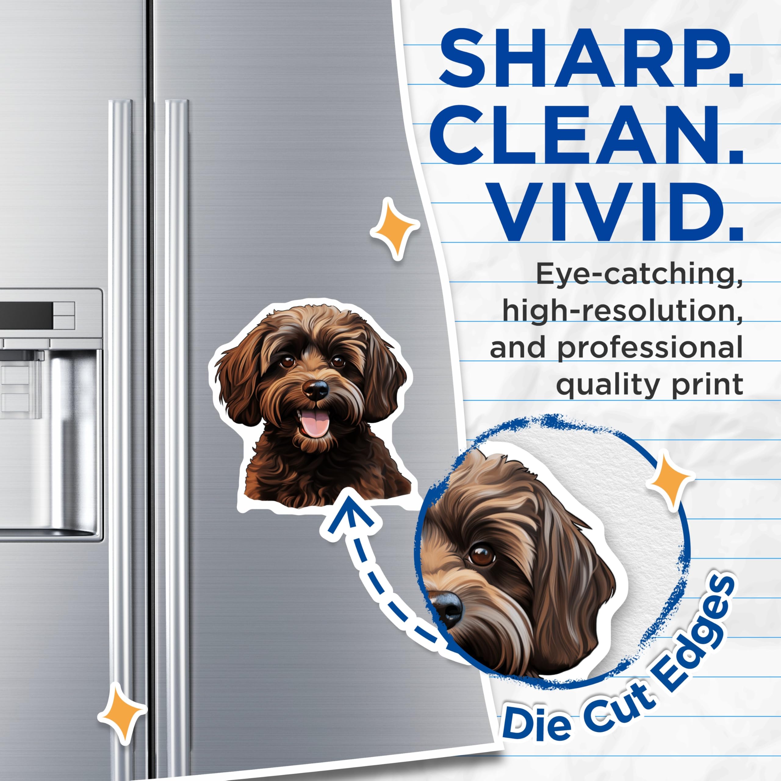 (2 Pack) Cockapoo Dog Magnets - Cute Brown Dog Art - Pet Lover Refrigerator Decor - 5 Inches On Longest Side - Thick Durable Magnet - Made in USA - MAG26311