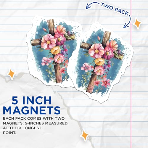 (2 Pack) Christian Home Decor Magnet - 5" On Longest Side - Sticks to Smooth Flat Surfaces - Made in USA - MAG9569