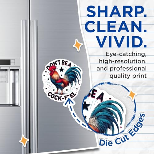 (2 Pack) Don't Be a Cock-Arel Magnets - Funny Rooster Magnets - Humorous Animal Magnets - Novelty Fridge Magnets - 5" On Longest Side - for Cars, Fridges, Toolboxes - Made in USA - MAG4516