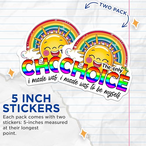 (2 Pack) Positive Quote Stickers - Inspirational Art Decals - 5" On Longest Side - Sticks to Smooth Flat Surfaces - Made in USA - BMCS9190 - BMCS9190