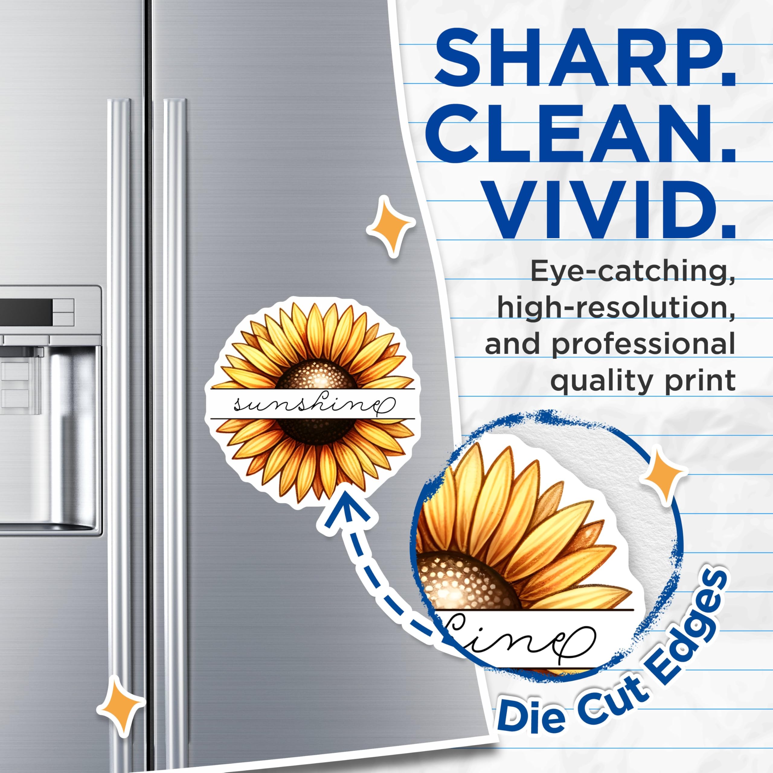 (2 Pack) Sunshine Sunflower Magnets - 5" On Longest Side - for Cars, Fridges, Toolboxes - Made in USA - MAG7983