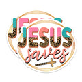 (2 Pack) Jesus Saves Magnets - Leopard Print Christian - Faith Based Refrigerator Decor - 5 Inches On Longest Side - Thick Durable Magnet - Made in USA - MAG37449