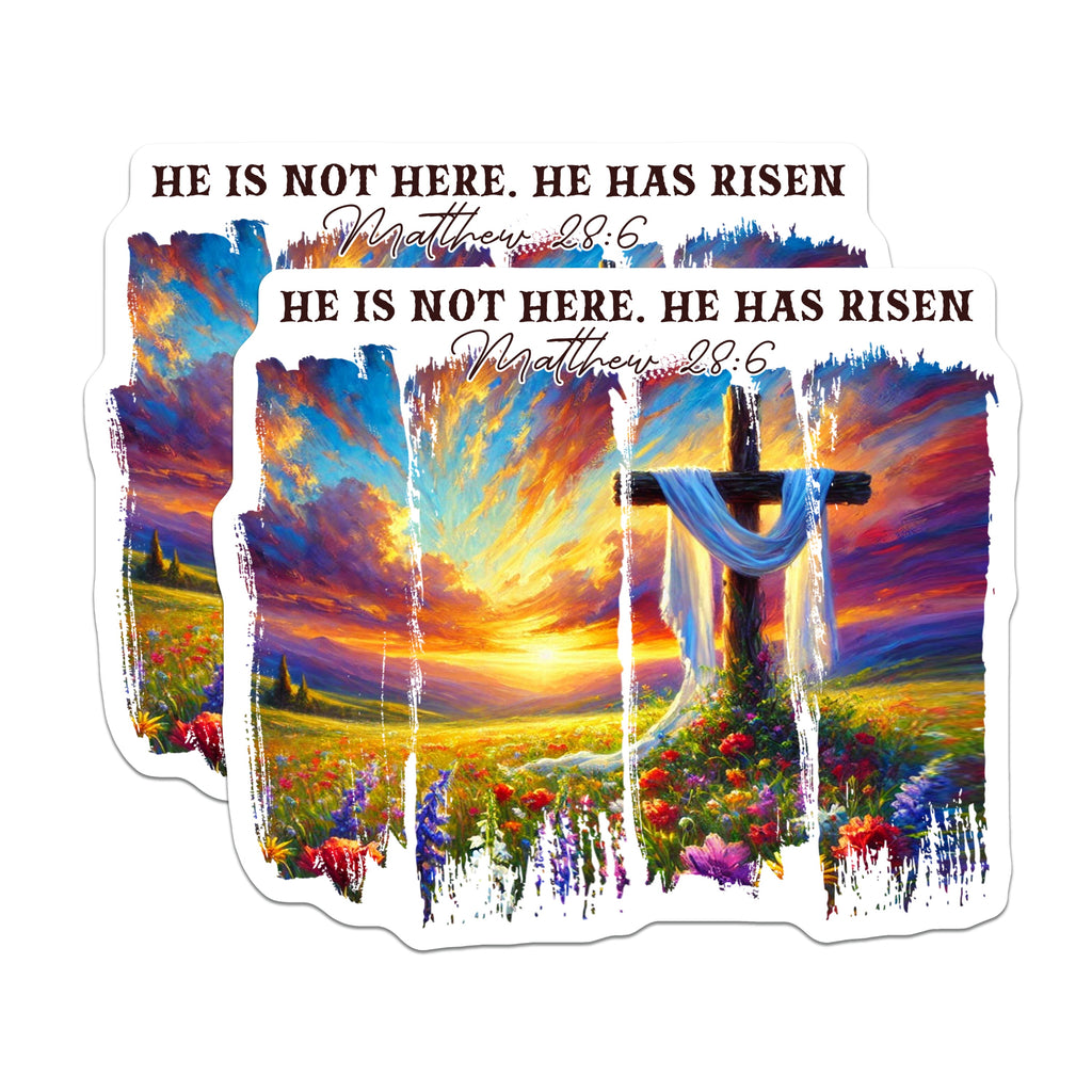(2 Pack) He Has Risen Christian Magnets - Matthew 28 6 Verse Art - Inspirational Easter Fridge Decor - 5 Inches On Longest Side - Thick Durable Magnet - Made in USA - MAG36625