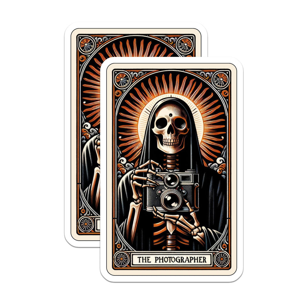 (2 Pack) Grim Reaper Photographer Magnets - Skeleton Camera Art - Gothic Photography Decor - 5 Inches On Longest Side - Thick Durable Magnet - Made in USA - MAG22364