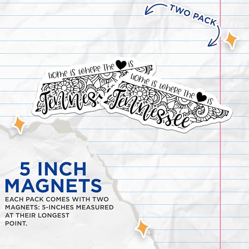 (2 Pack) Home is Where The Heart is Magnets Magnets - Tennessee State - Inspirational Decor - 5" On Longest Side - Made in USA - Sticks to Refrigerators & Metal Surfaces - MAG9093
