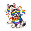 (2 Pack) Pride Husky Pup Magnets - Rainbow Dog - LGBTQ+ Support - Cute Puppy - Festive Decor - 5" On Longest Side - for Cars, Fridges, Toolboxes - Made in USA - MAG7158