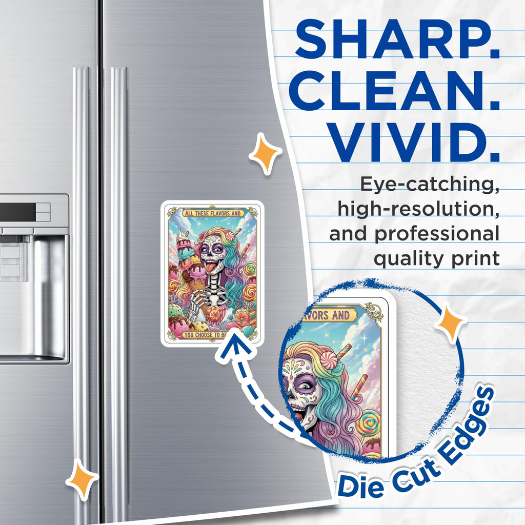 (2 Pack) Sugar Skull Magnets - Ice Cream Candy - Day of The Dead Decor - 5" On Longest Side - Premium Magnet - for Cars, Refrigerators, Toolboxes, Lockers - Made in USA - MAG14722