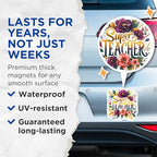 (2 Pack) Super Teacher Magnets - Floral Design - Classroom - Teacher Appreciation - 5" On Longest Side - for Cars, Fridges, Toolboxes - Made in USA - MAG4419
