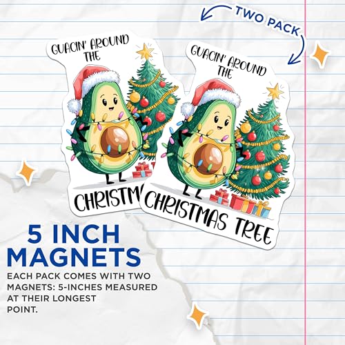 (2 Pack) Christmas Tree Avocado Magnets Magnets - Cute Holiday Decor - 5" On Longest Side - Made in USA - Sticks to Refrigerators & Metal Surfaces - MAG8387