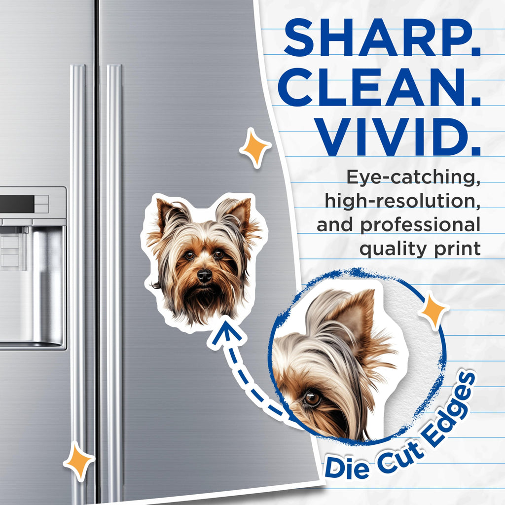 (2 Pack) Yorkshire Terrier Magnets - Yorkie Dog Lover - Pet Portrait Fridge Magnets - 5 Inches On Longest Side - Thick Durable Magnet - Made in USA - MAG26022