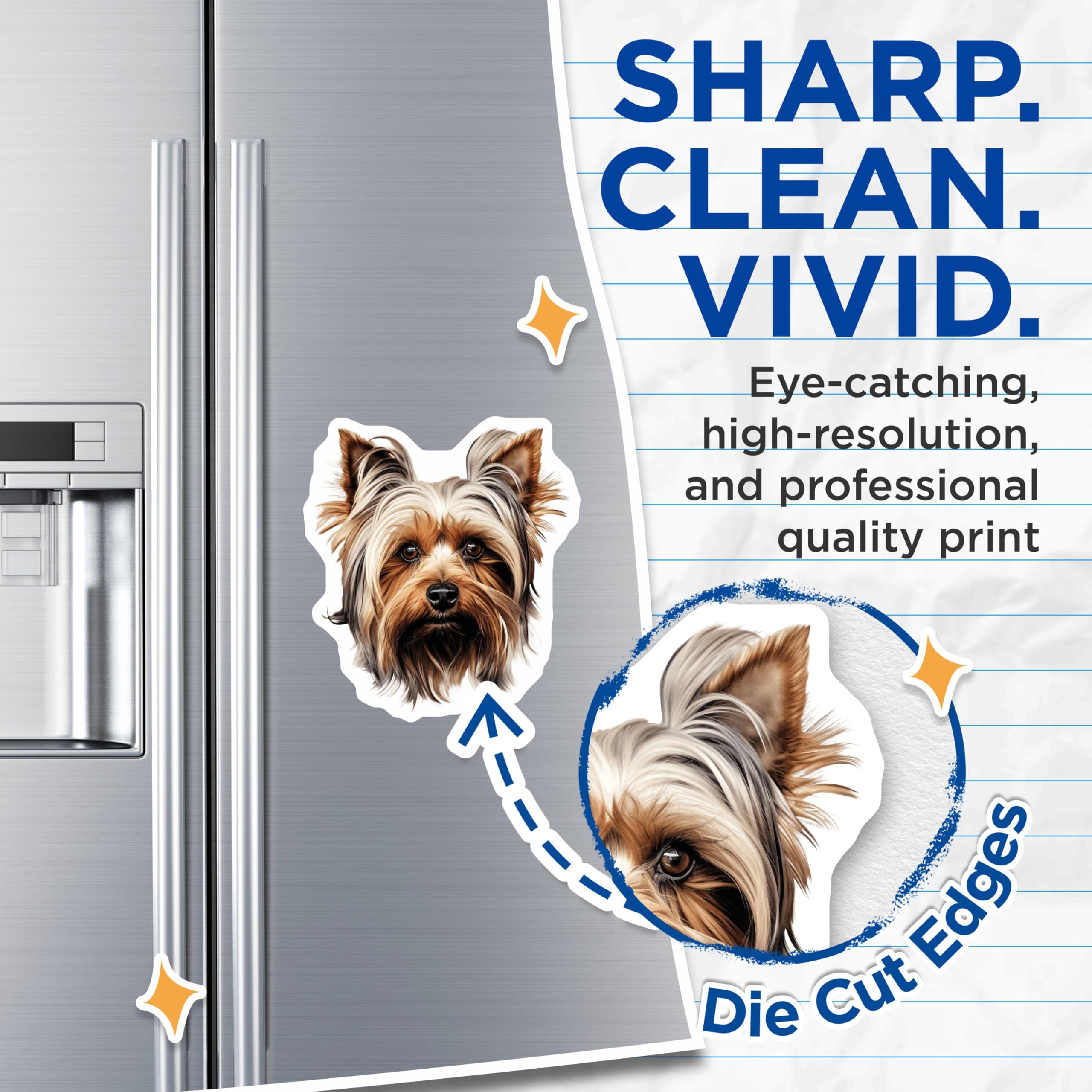 (2 Pack) Yorkshire Terrier Magnets - Yorkie Dog Lover - Pet Portrait Fridge Magnets - 5 Inches On Longest Side - Thick Durable Magnet - Made in USA - MAG26022