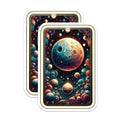 (2 Pack) Cosmic Planets Stickers - Gemini Zodiac Art - Psychedelic Galaxy Decor - 5" On Longest Side - Sticks to Smooth Flat Surfaces - Made in USA - BMCS21915