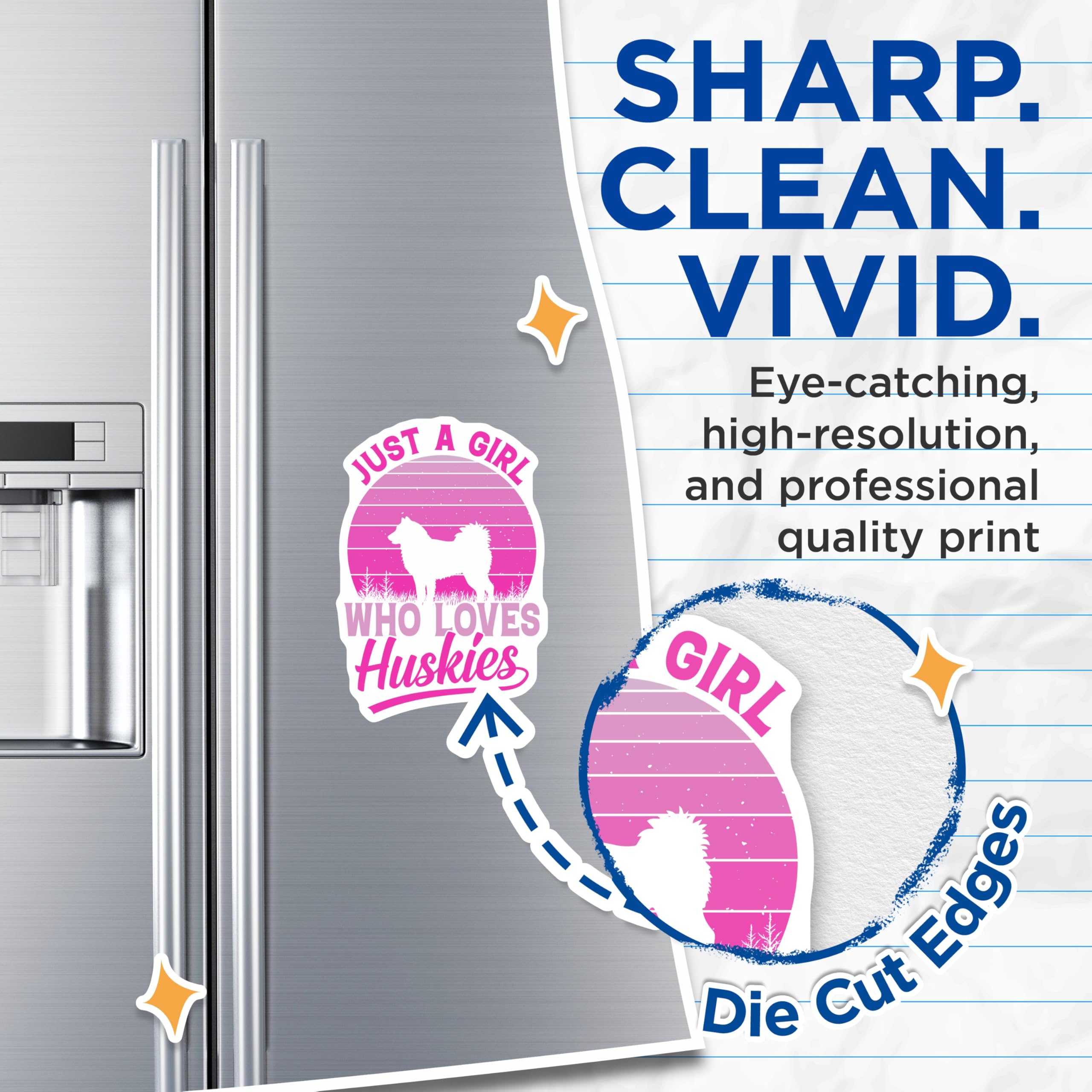 (2 Pack) Husky Lover Magnets - Dog Breed Fans - Just a Girl Who Loves Huskies - 5" On Longest Side - Premium Magnet - for Cars, Refrigerators, Toolboxes, Lockers - Made in USA - MAG17280