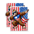 (2 Pack) Dabbing Bigfoot Magnets - Patriotic Sasquatch Character - American Flag Superhero Decor - 5 Inches On Longest Side - Thick Durable Magnet - Made in USA - MAG22895