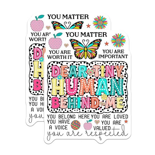 (2 Pack) Dear Tiny Human Behind Me Magnets Magnets - Inspirational Quotes - Motivational Decor - 5" On Longest Side - Made in USA - Sticks to Refrigerators & Metal Surfaces - MAG9108