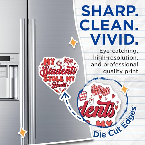 (2 Pack) My Students Stole My Heart Magnets - Teacher Appreciation - Classroom Decor - 5" On Longest Side - for Cars, Fridges, Toolboxes - Made in USA - MAG7656