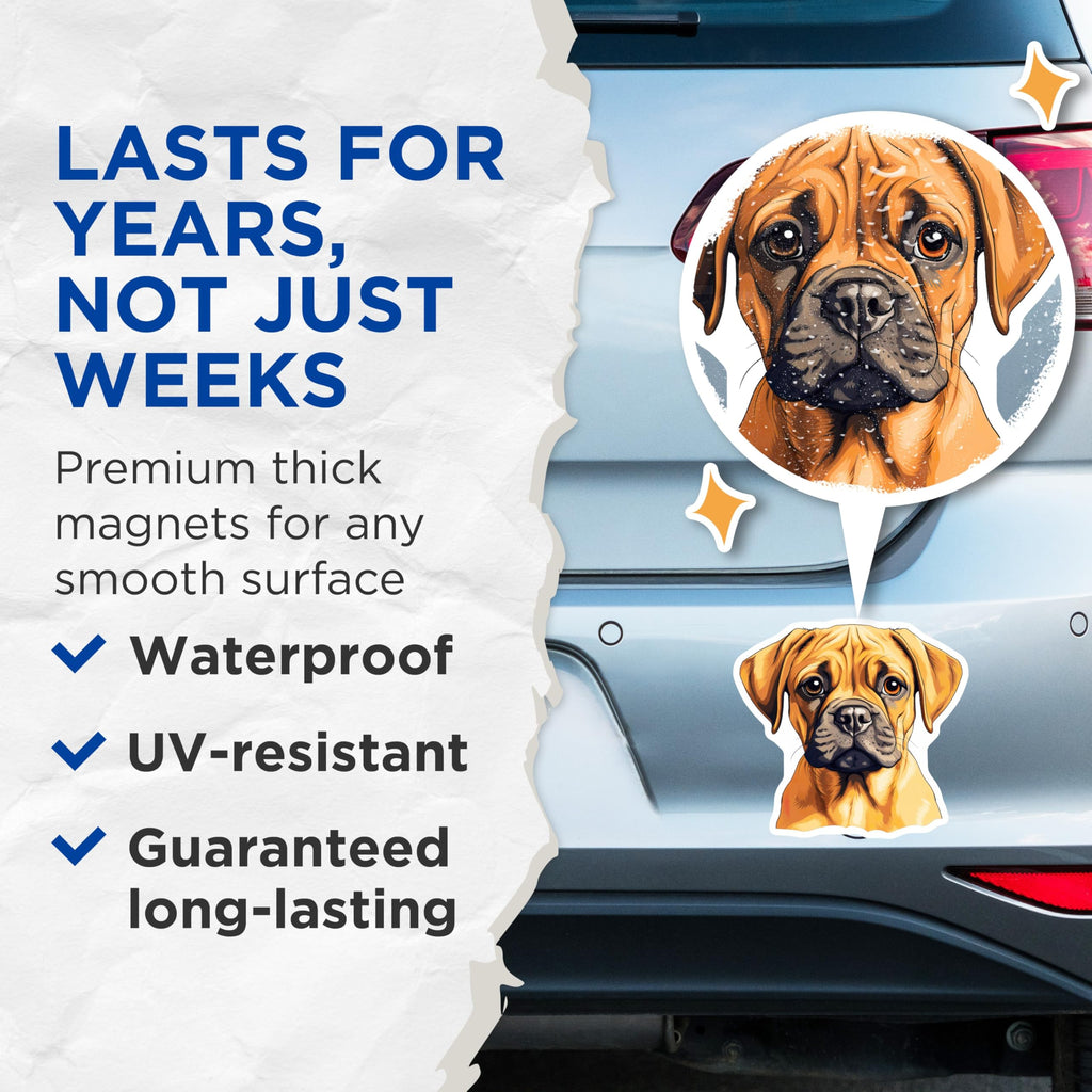 (2 Pack) Adorable Boxer Puppy Dog Magnets - Cute Pet Lover Kitchen Decor - Animal Parent Refrigerator Art - 5 Inches On Longest Side - Thick Durable Magnet - Made in USA - MAG25352