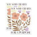 (2 Pack) Floral Motivation Stickers - Purpose Inspiration - Flower Art Stickers- 5" On Longest Side - Sticks to Smooth Flat Surfaces - Made in USA - BMCS16963