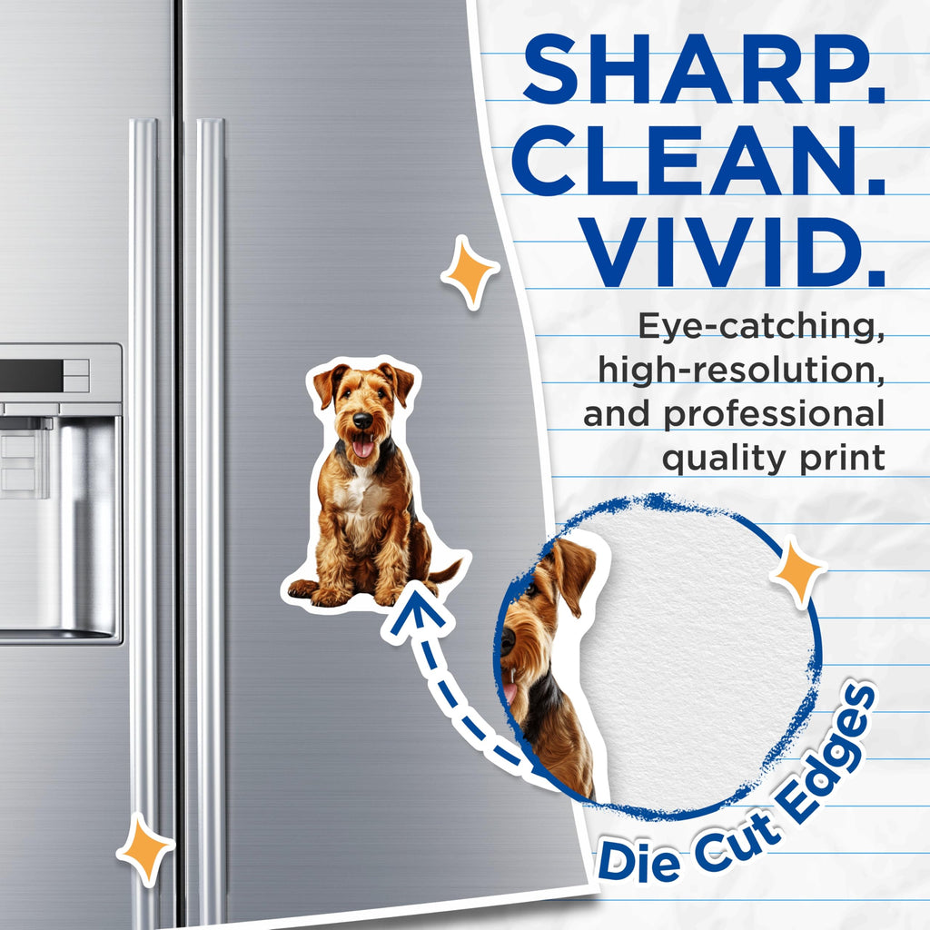 (2 Pack) Airedale Terrier Magnets - Cute Dog Lover Decor - Pet Owner Fridge Accent - Animal Enthusiast Locker Magnet - 5 Inches On Longest Side - Thick Durable Magnet - Made in USA - MAG26148