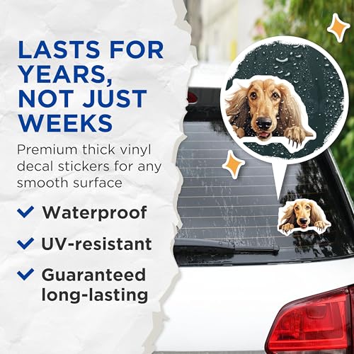 (2 Pack) Dog Lover Stickers - Cute Dog Face - Pet Owner Decal - 5" On Longest Side - Sticks to Smooth Flat Surfaces - Made in USA - BMCS9816