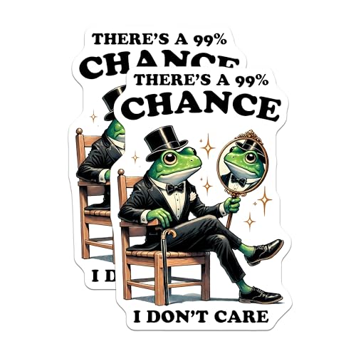 (2 Pack) 99 Percent Chance Stickers - Funny Frog - Humorous Animal for Laptops and Water Bottles - 5" On Longest Side - Sticks to Smooth Flat Surfaces - Made in USA - BMCS7618
