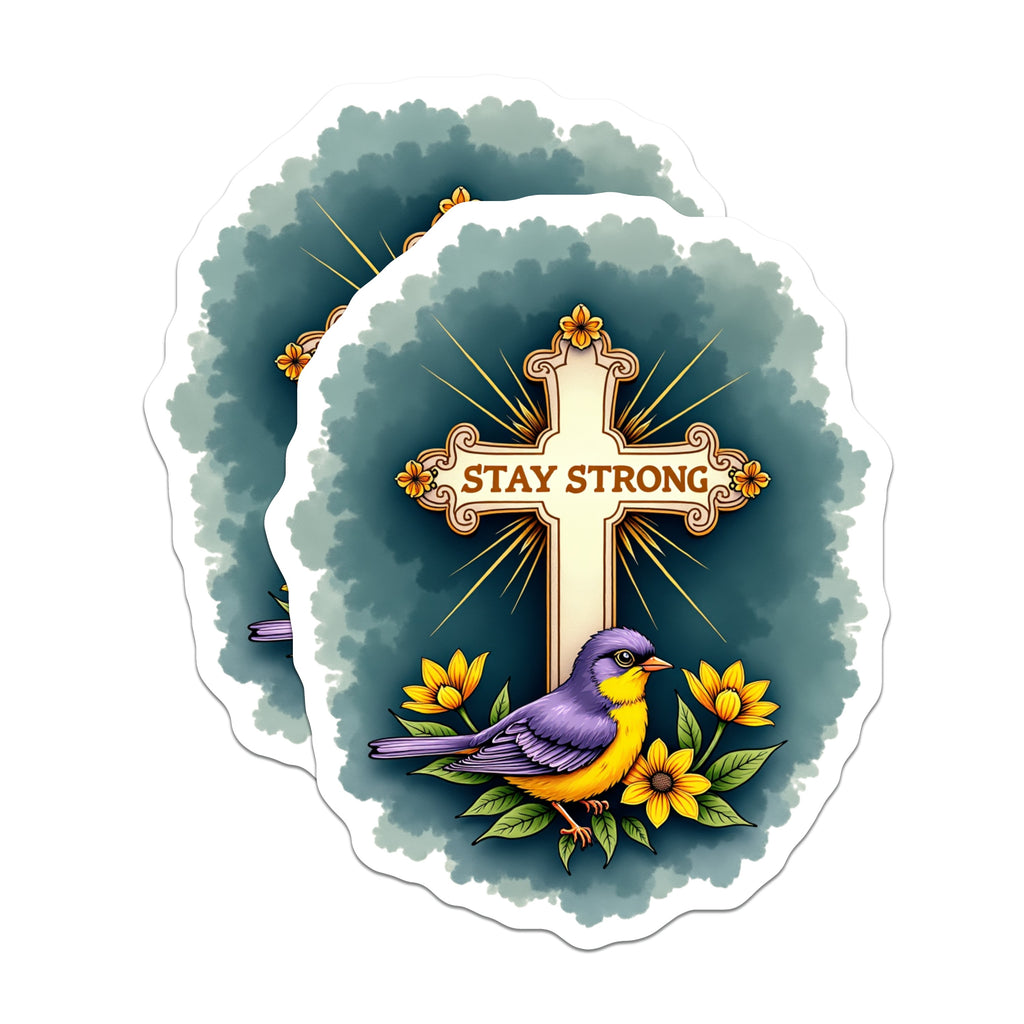 (2 Pack) Stay Strong Christian Magnets - Inspirational Cross Bird Decor - Faith Encouragement - Religious Spiritual Item - 5 Inches On Longest Side - Thick Durable Magnet - Made in USA - MAG38652