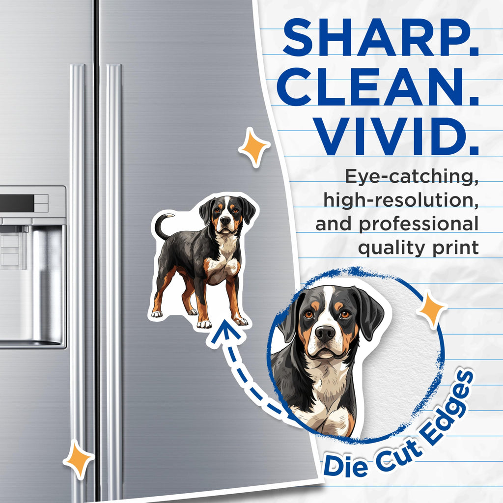 (2 Pack) Greater Swiss Mountain Dog Magnets - Bernese Mountain Dog Art - Dog Lover Fridge Decor - Pet Owner Souvenir - 5 Inches On Longest Side - Thick Durable Magnet - Made in USA - MAG25528