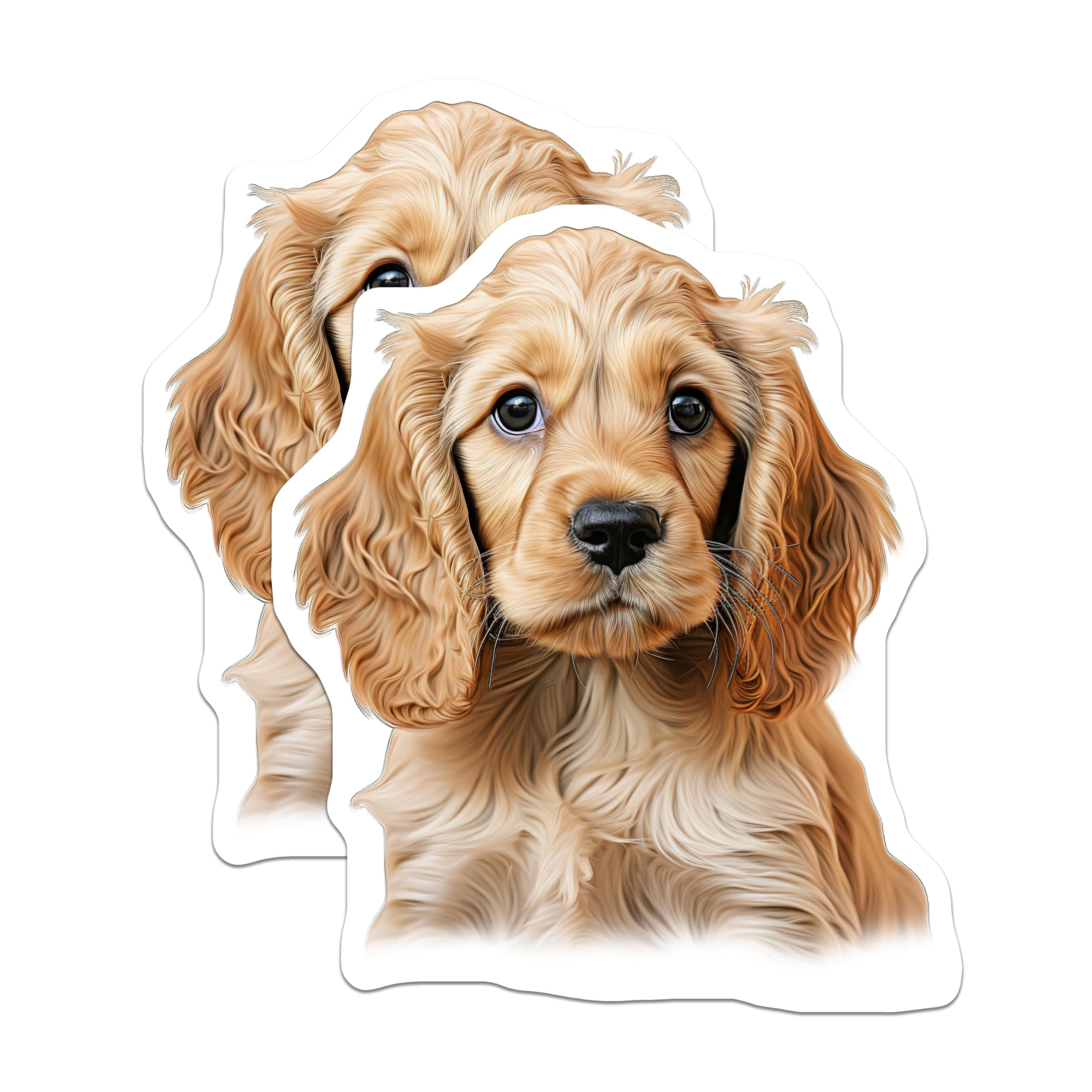 (2 Pack) Cocker Spaniel Puppy Magnets - Cute Dog Refrigerator Decor - Pet Owner Kitchen Accessory - Animal Lover Locker Art - 5 Inches On Longest Side - Thick Durable Magnet - Made in USA - MAG26176