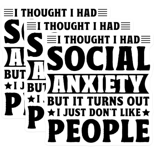 (3 Pack) Social Anxiety Decals - Introvert Decal - Dont Like People - 3 Inches On Longest Side - Easy Peel & Apply - Made in USA - 3MCS4926