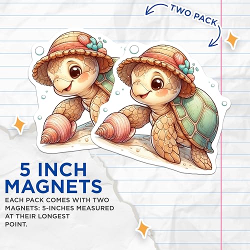 (2 Pack) Beach Theme Decor Magnet - 5" On Longest Side - Sticks to Smooth Flat Surfaces - Made in USA - MAG10085