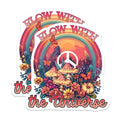 (2 Pack) Flow with The Universe Stickers - Psychedelic Mushroom Stickers - Peace Sign Rainbow Stickers - 5" On Longest Side - Sticks to Smooth Flat Surfaces - Made in USA - BMCS6152