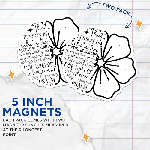 (2 Pack) Inspirational Tree Quote Magnets - Motivational Scripture ations - Floral Bible Verse Magnets - 5" On Longest Side - for Cars, Fridges, Toolboxes - Made in USA - MAG3848