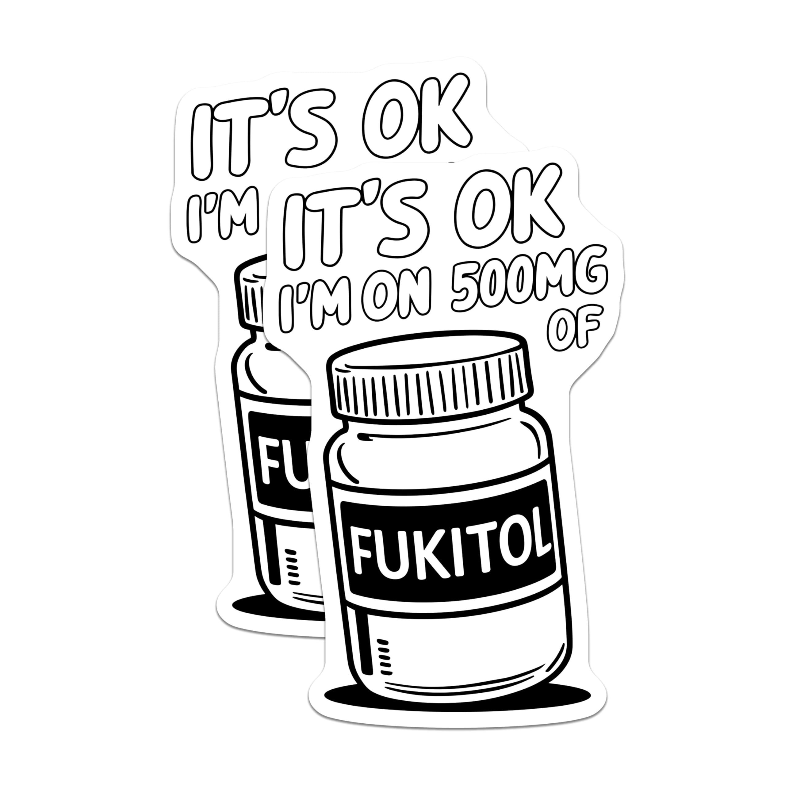 (2 Pack) Funny Prescription Stickers - Humorous Medication Decals - Sarcastic Medicine Label Sticker - 5" On Longest Side - Sticks to Smooth Flat Surfaces - Made in USA - BMCS5592