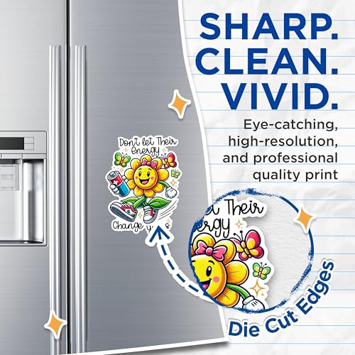 (2 Pack) Inspirational Flower Magnets - Motivational Cartoon Magnets - Positive Energy Quotes Magnets- 5" On Longest Side - for Fridges, Toolboxes, Cars - Made in USA - MAG2897