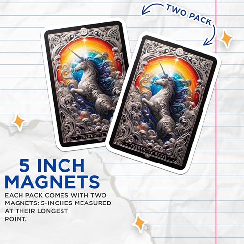 (2 Pack) Rainbow Unicorn Magnet - Magical Unicorn Decor - 5" On Longest Side - Sticks to Smooth Flat Surfaces - Made in USA - MAG10108