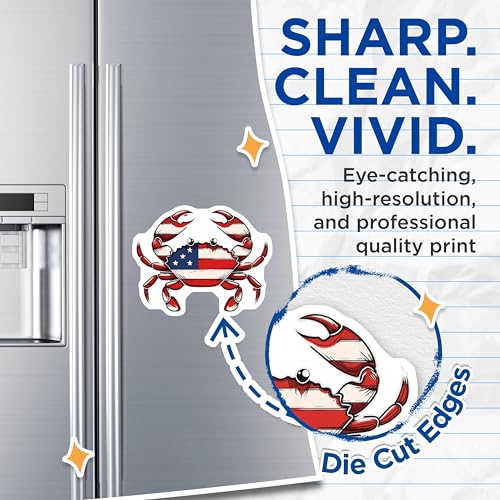 (2 Pack) American Flag Crab Magnets Magnets - 5" On Longest Side - Made in USA - Sticks to Refrigerators & Metal Surfaces - MAG8641