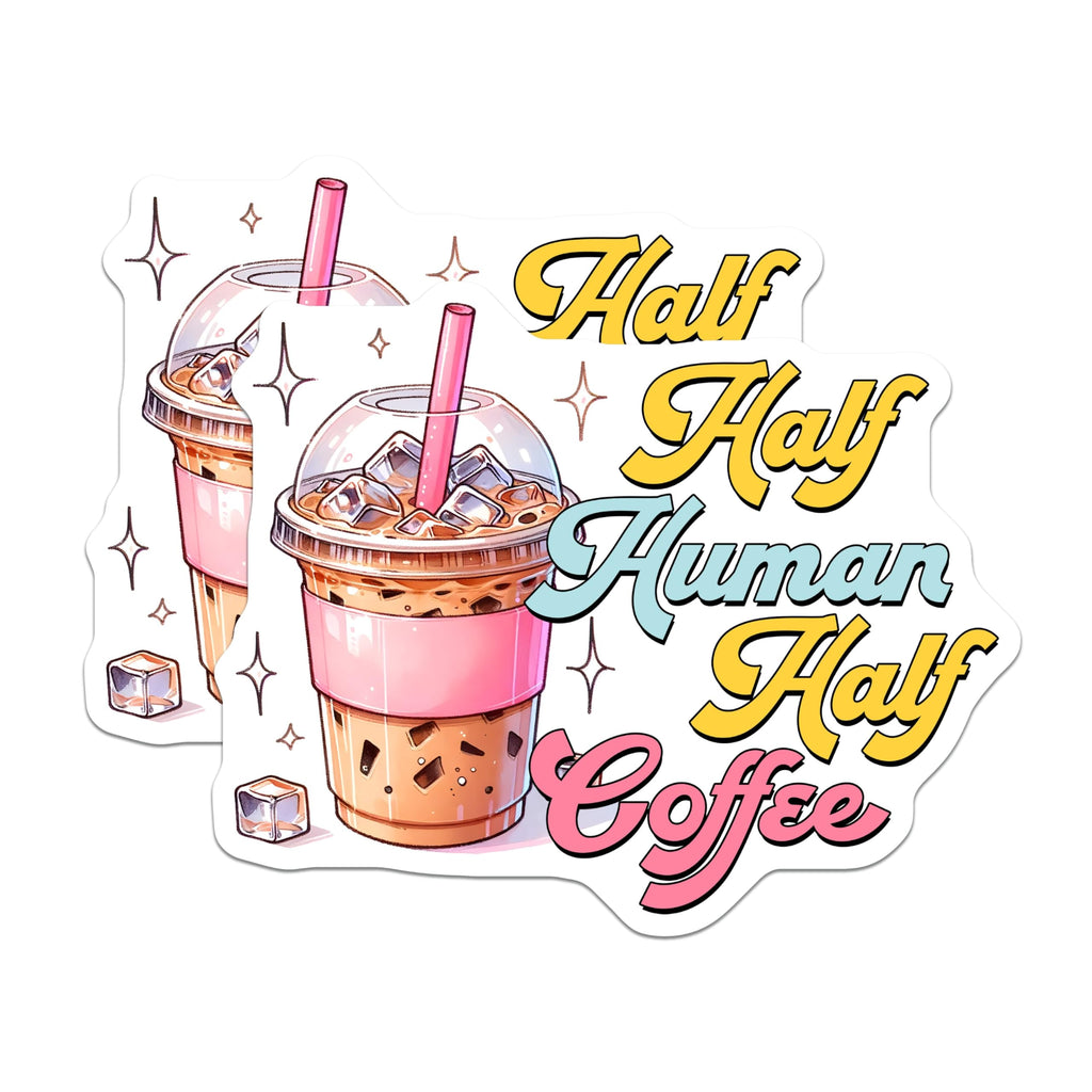 (2 Pack) Funny Coffee Lover Magnets - Half Human Half Coffee - 5" On Longest Side - for Cars, Fridges, Toolboxes - Made in USA - MAG7525