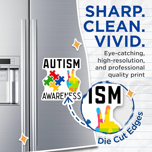 (2 Pack) Autism Awareness Magnets - Colorful Puzzle Pieces - Peace Sign Magnet for Fridge or Locker - 5" On Longest Side - for Cars, Fridges, Toolboxes - Made in USA - MAG4277