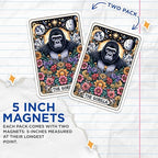 (2 Pack) Gorilla Art Magnets - Space Theme - Vibrant Floral - The Gorilla - Fantasy Art - Unique - 5" On Longest Side - for Cars, Fridges, Toolboxes - Made in USA - MAG4463