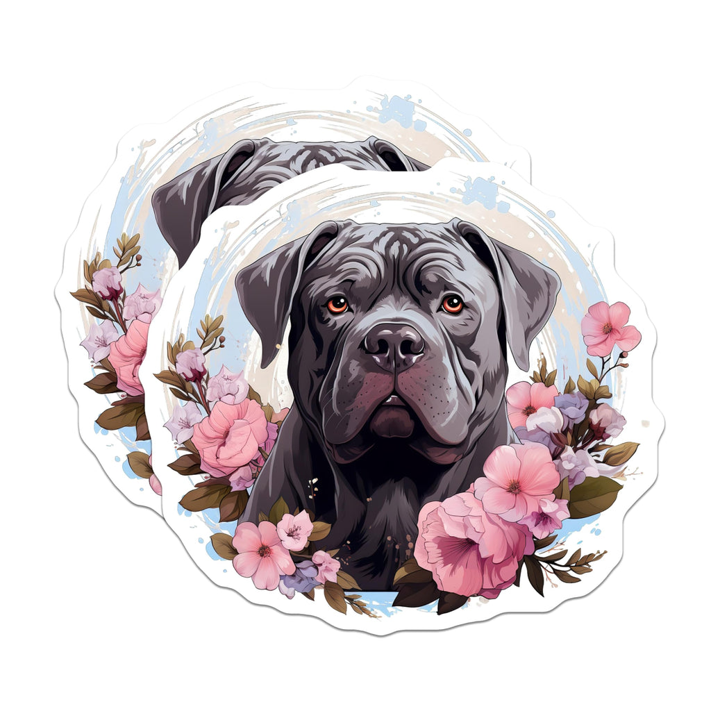 (2 Pack) Cane Corso Dog Magnets - Floral Animal Decor - Mastiff Lover Fridge Art - 5 Inches On Longest Side - Thick Durable Magnet - Made in USA - MAG30434