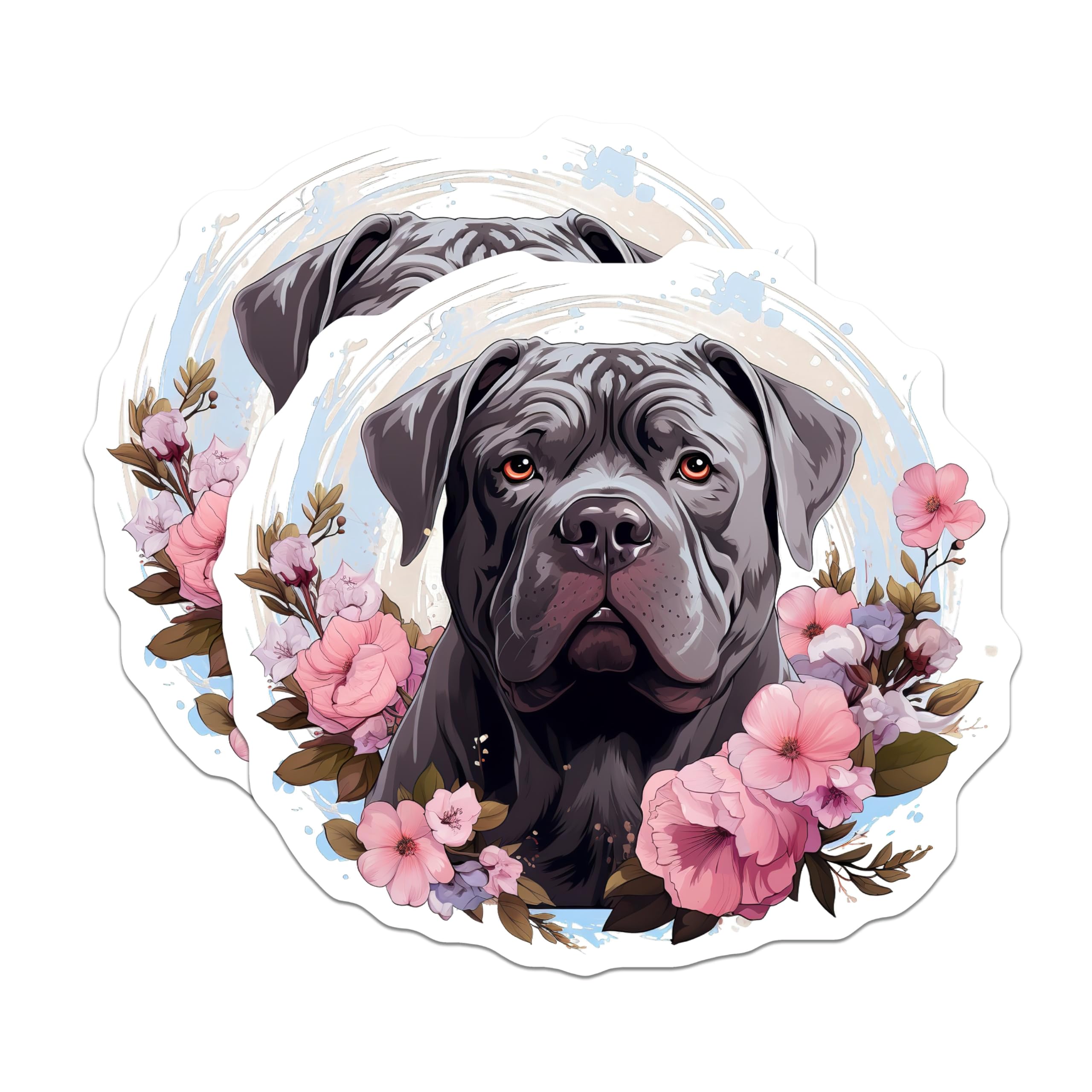 (2 Pack) Cane Corso Dog Magnets - Floral Animal Decor - Mastiff Lover Fridge Art - 5 Inches On Longest Side - Thick Durable Magnet - Made in USA - MAG30434