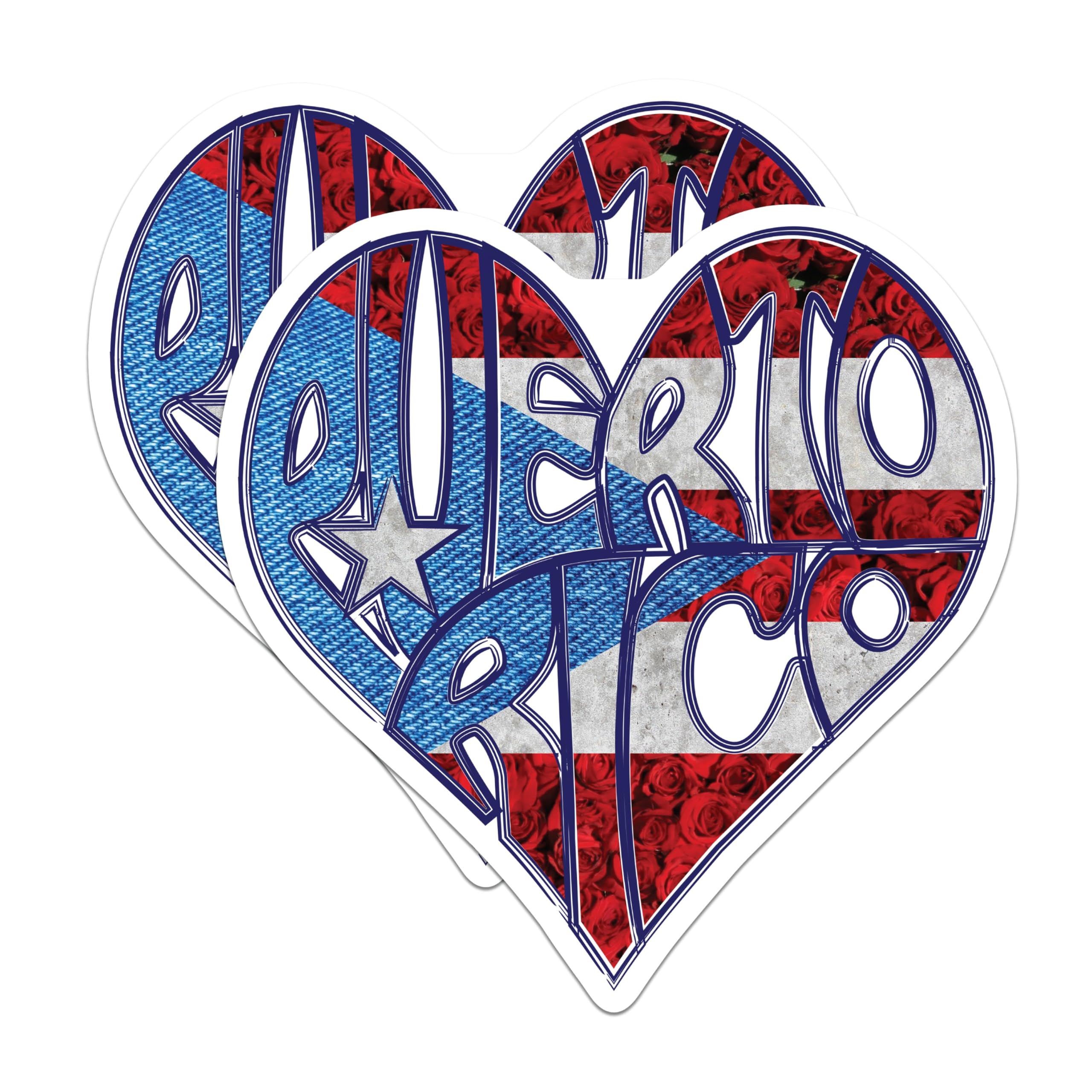 (2 Pack) Puerto Rico Pride Magnets - Boricua Heart - Island Souvenir - 5" On Longest Side - Premium Magnet - for Cars, Refrigerators, Toolboxes, Lockers - Made in USA - MAG17352