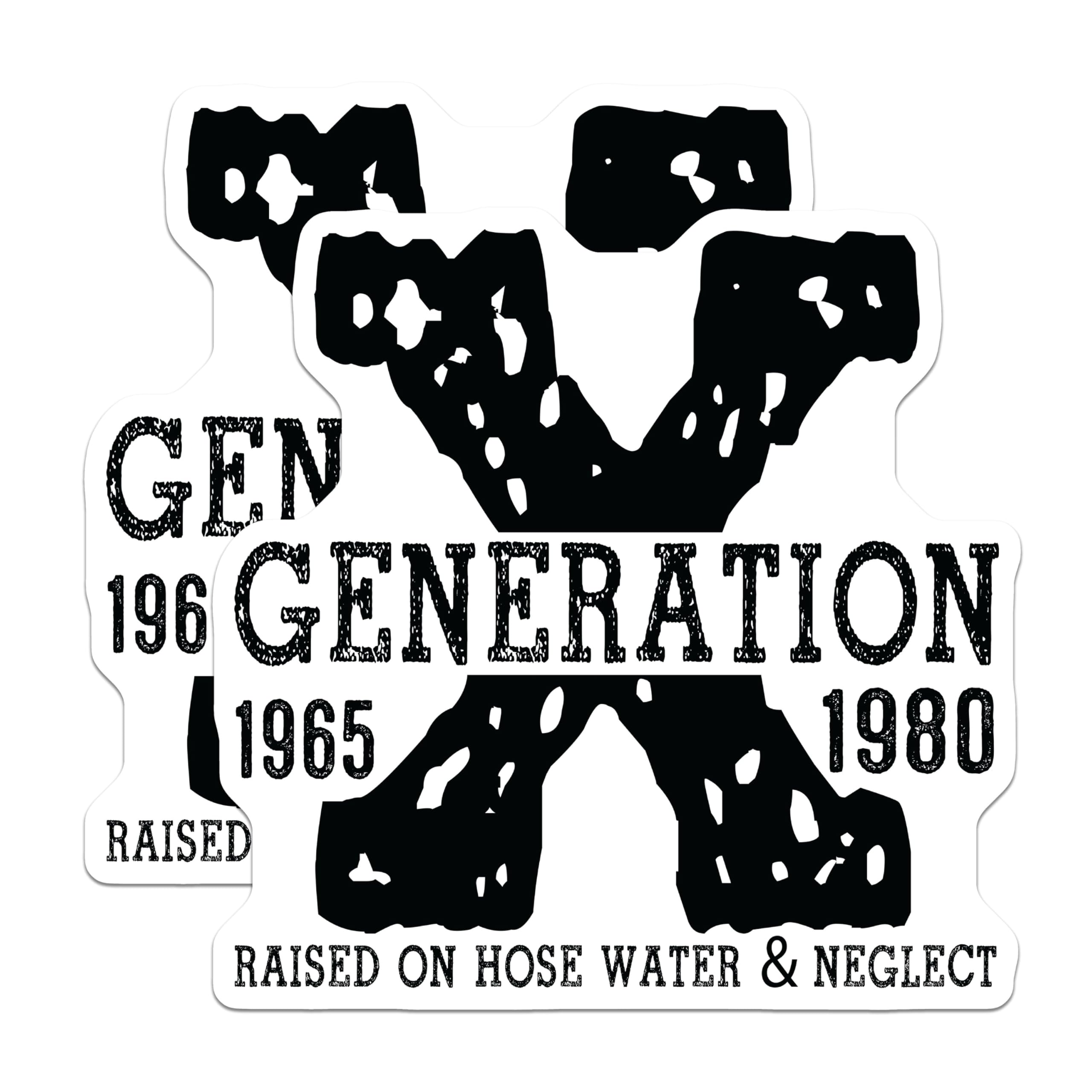 (2 Pack) Generation X Magnets - Vintage Generation X 1965-1980 - Nostalgic Raised on Hose Water - 5" On Longest Side - for Cars, Refrigerators, Toolboxes, Lockers - Made in USA BMCS3105