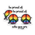 (2 Pack) Be Proud of Who You are Magnets - Rainbow Peace Sign - Inspirational Fridge Decor - 5" On Longest Side - for Cars, Fridges, Toolboxes - Made in USA - MAG8294