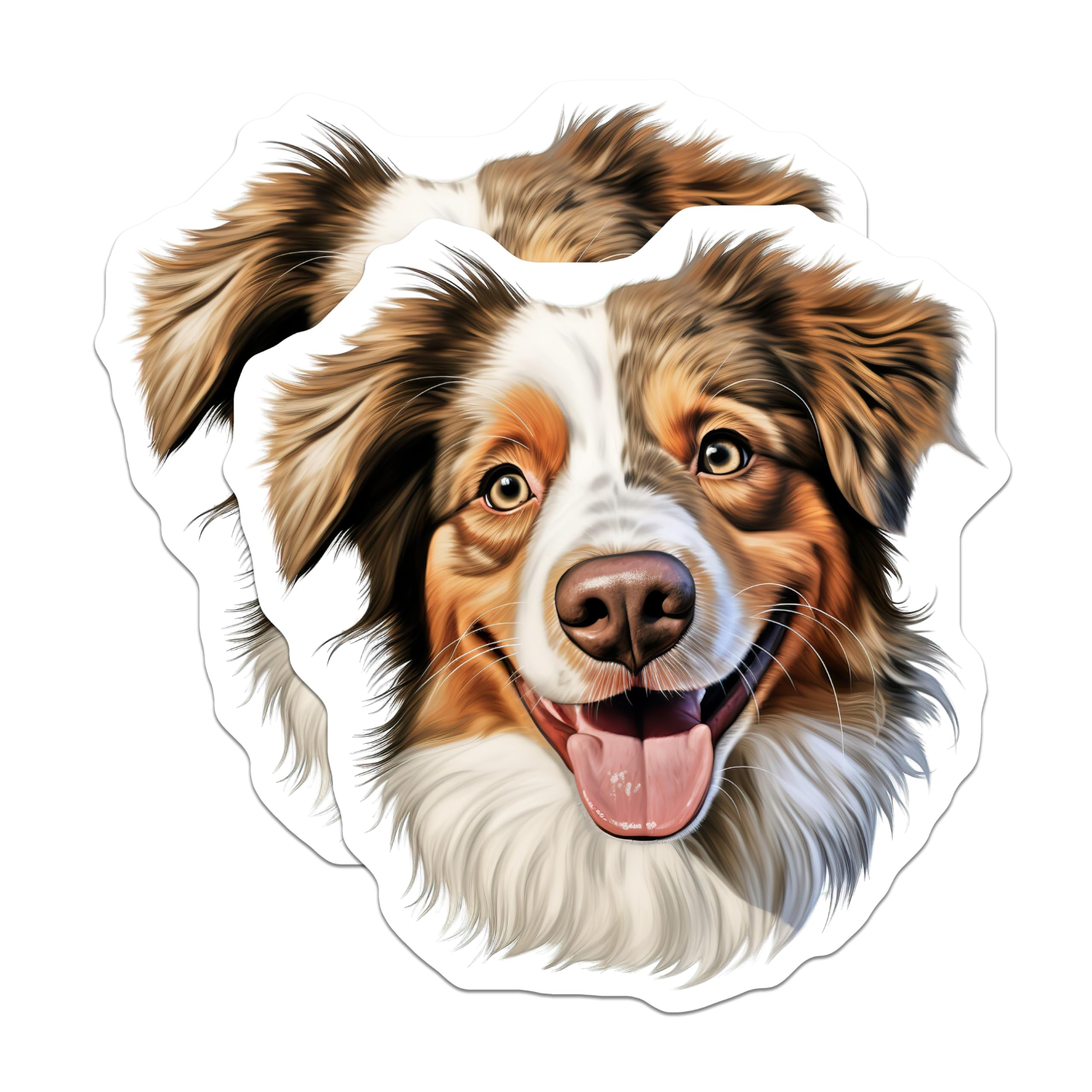 (2 Pack) Happy Australian Shepherd Magnets - Aussie Dog Lover Decor - Pet Owner Refrigerator Magnets - 5 Inches On Longest Side - Thick Durable Magnet - Made in USA - MAG26127