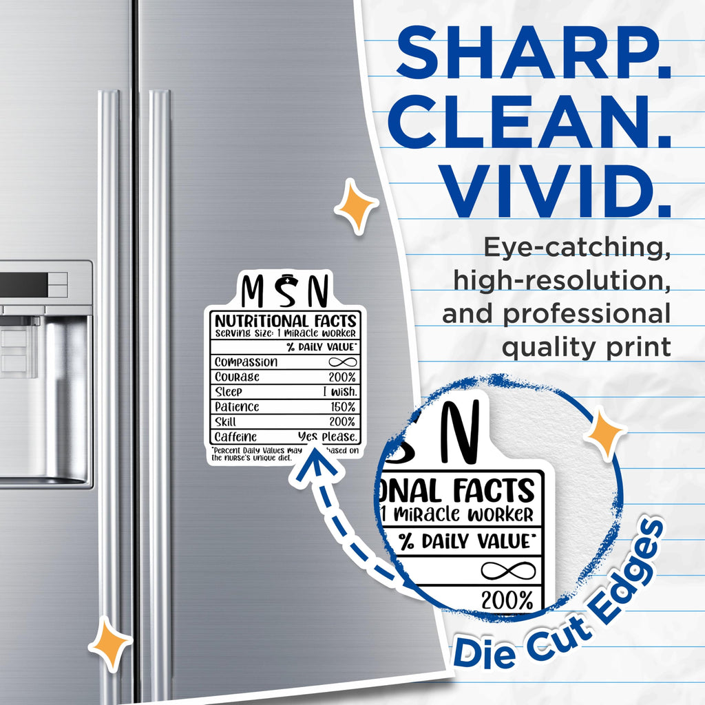 (2 Pack) MSN Nurse Magnets - Nutritional Facts - Miracle Worker Refrigerator Magnets - 5" On Longest Side - Premium Magnet - for Cars, Refrigerators, Toolboxes, Lockers - Made in USA - MAG14758